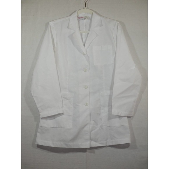 Vintage Bettie Dawn White Nurses Uniform Lab Coat Size Dress 10 Smock Cosplay - Picture 3 of 8